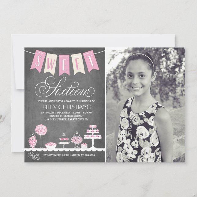 Sweet Sixteen Photo | Birthday Invitation (Front)