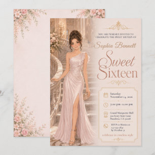 Sweet Sixteen Pink Ballroom Invitation