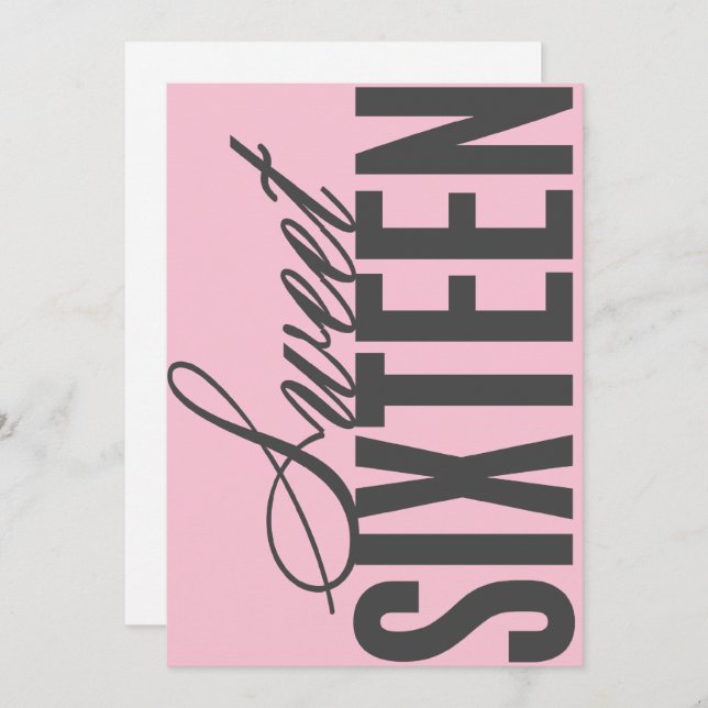 Sweet Sixteen | Pink Birthday Party Invite (Front/Back)