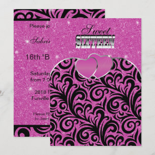 Sweet Sixteen Pink Party Celebration   DIY Text Invitation
