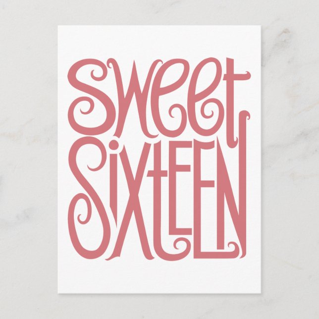 Sweet Sixteen Pink Postcard (Front)