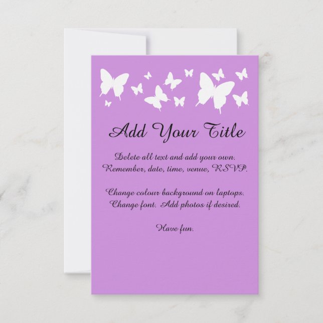 Sweet Sixteen pink, purple Butterfly Invite (Front)