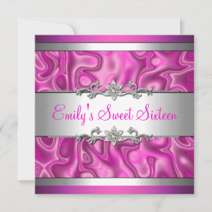 Sweet Sixteen Pink Silver Diamond jewel 2 Invitation