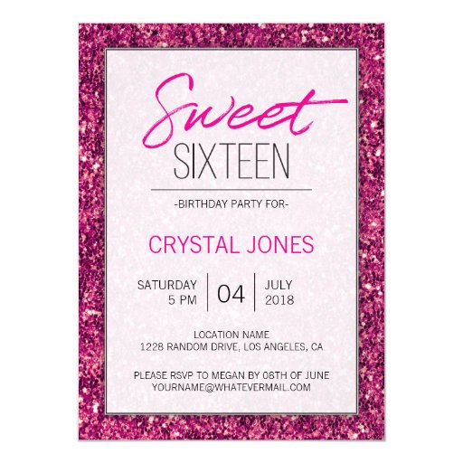 Image of Sweet Sixteen pink sparkle Invitation