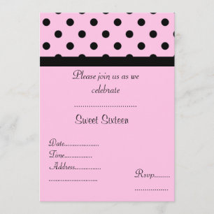 Sweet Sixteen pink spot invitation