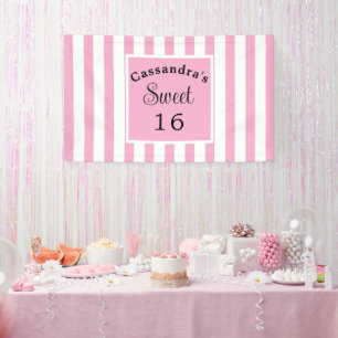 Sweet Sixteen Pink Stripe Classic Chic Banner