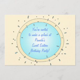 Sweet Sixteen Pool Party Birthday Invitations