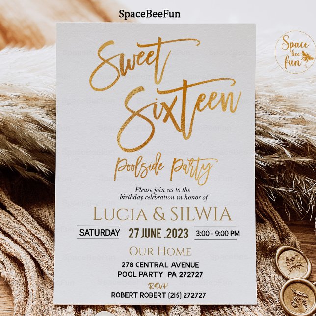 Sweet Sixteen Pool Party Invitation Poolside party (Creator Uploaded)