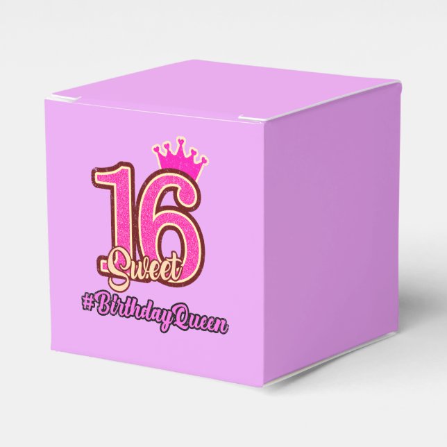 Sweet Sixteen Princess Crown, 16th Birthday Queen Favour Box (Front Side)