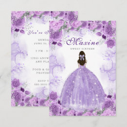 Sweet Sixteen Purple Birthday Invitation Card