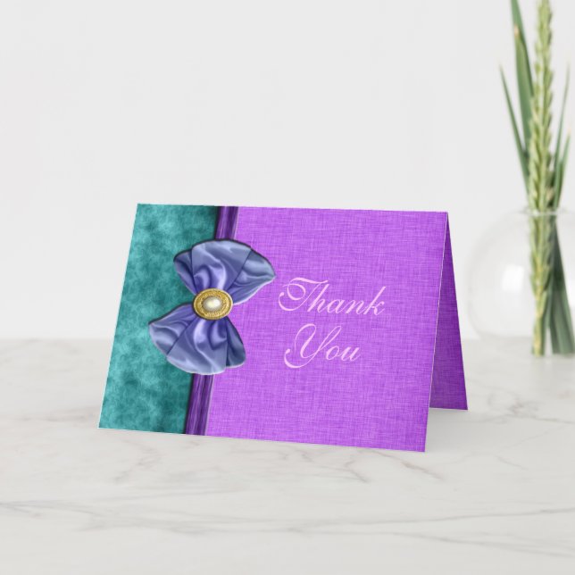 "sweet sixteen" purple teal 16 birthday thank you card (Front)