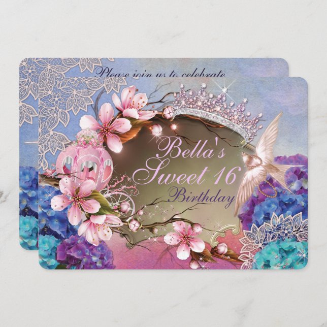 Sweet Sixteen Quinceanera Birthday  Invitations (Front/Back)