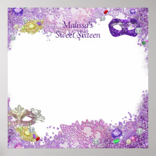 Sweet Sixteen,Quinceanera,Masquerade Sign in Board
