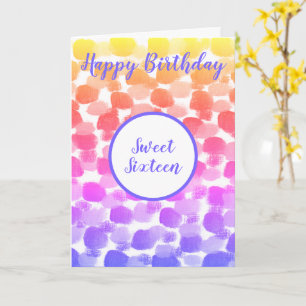 Sweet Sixteen Rainbow Color Watercolor Birthday Card