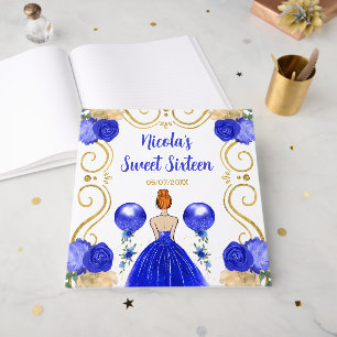 Sweet Sixteen Red Hair Princess in Blue Guest Book