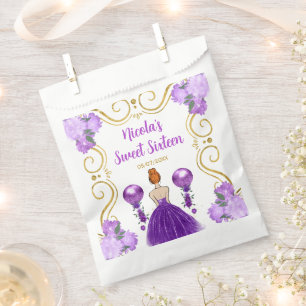 Sweet Sixteen Red Hair Princess in Purple Favour Bags