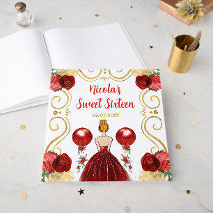 Sweet Sixteen Red Hair Princess in Red Guest Book