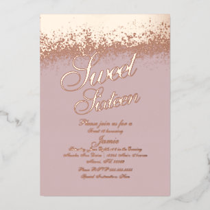 Sweet Sixteen Rose Gold Pressed Glitter