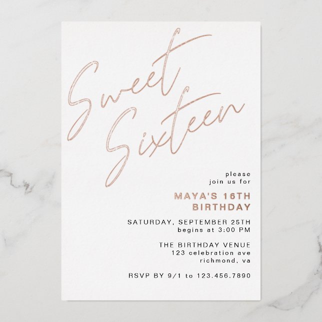 Sweet Sixteen Rose Gold & White Glam 16th Birthday (Front)