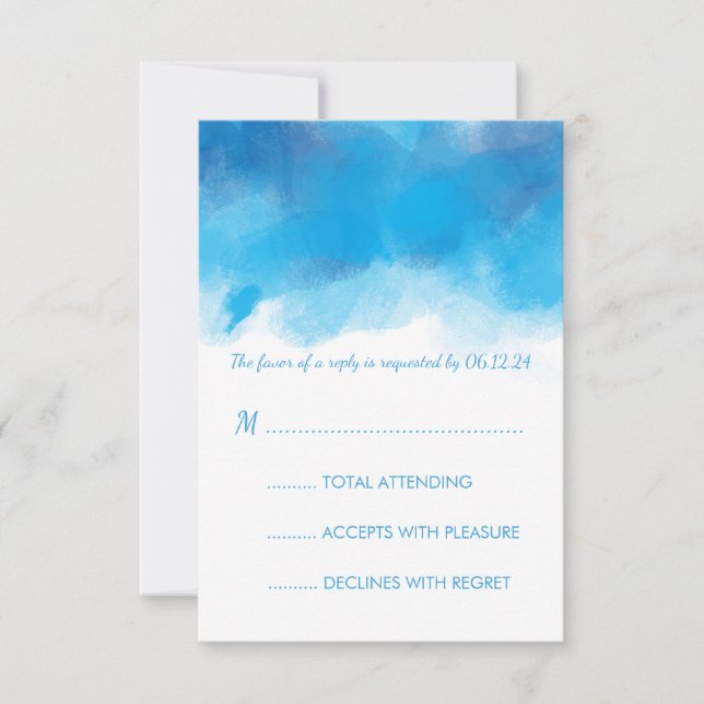 Sweet Sixteen RSVP Summer Blue Watercolor (Front)