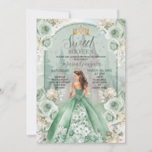 Sweet Sixteen Sage Green Forest Birthday  Invitation
