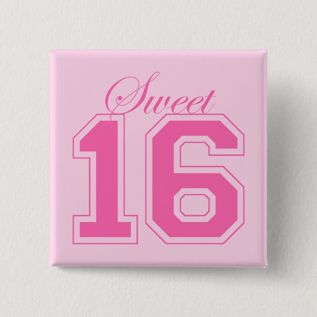 Sweet Sixteen (Script) 15 Cm Square Badge (Front)