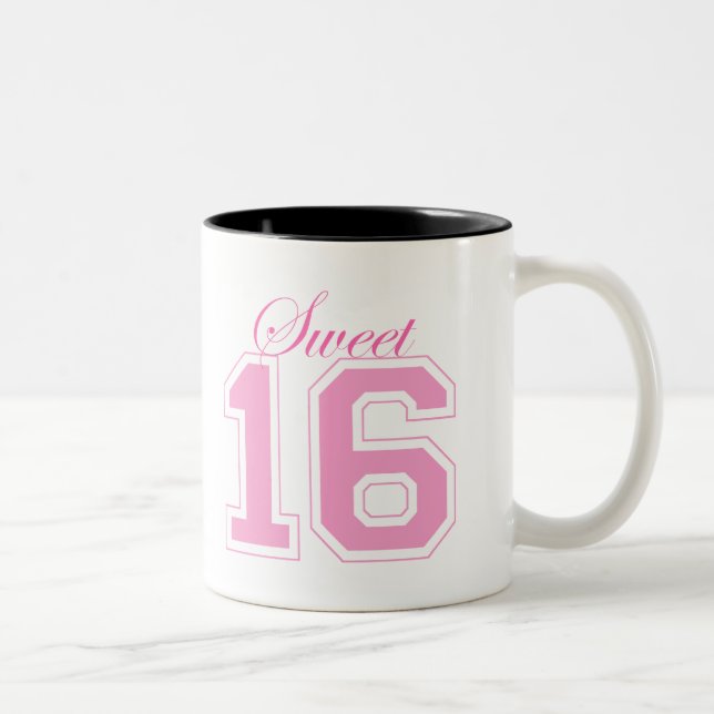 Sweet Sixteen (Script) Two-Tone Coffee Mug (Right)
