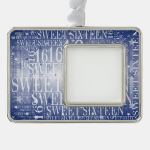 Sweet sixteen silver plated framed ornament