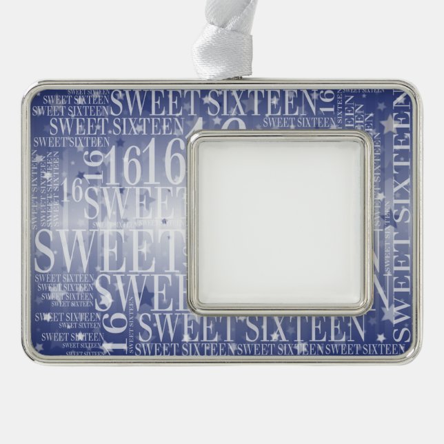 Sweet sixteen silver plated framed ornament (Front)