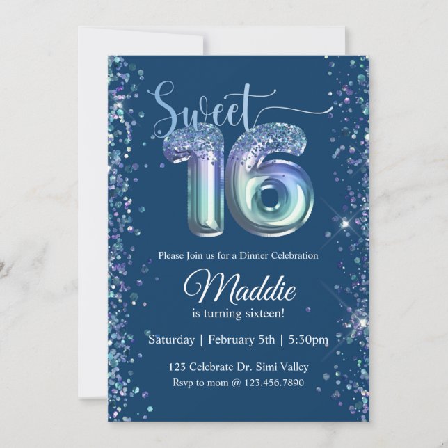 Sweet Sixteen, Sixteen, Teen party Invitation (Front)