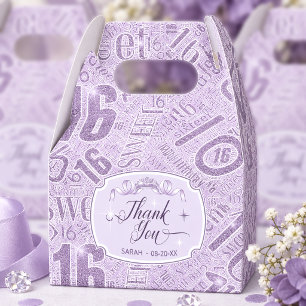Sweet Sixteen Sparkle Word Cloud Violet ID1333 Favour Box