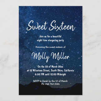 Sweet Sixteen Starry night Invitation