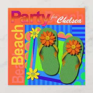 Sweet Sixteen Summer Fun Flip Flops - Beach Party! Invitation