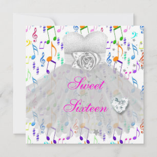 Sweet Sixteen Sweet 16 16th Birthday Party Music Invitation