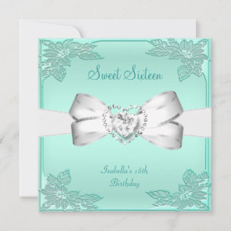 Sweet Sixteen Sweet 16 Birthday Party Mint Green Invitation