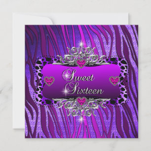 Sweet Sixteen Sweet 16 Birthday Party Purple Pink Invitation