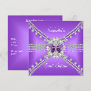 Sweet Sixteen Sweet 16 Butterfly Lilac Pearl 2 Invitation