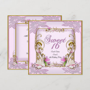 Sweet Sixteen Sweet 16 Pretty Pink White Invitation