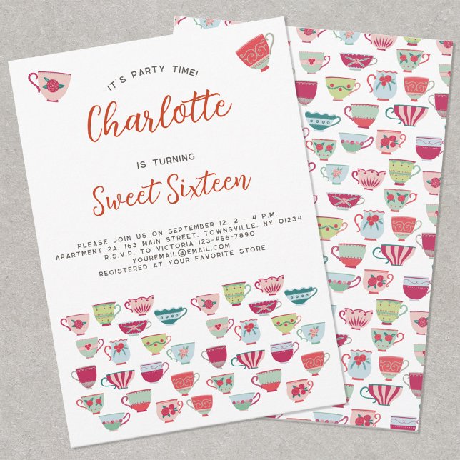 Sweet Sixteen Tea Party Birthday Invitation (Creator Uploaded)