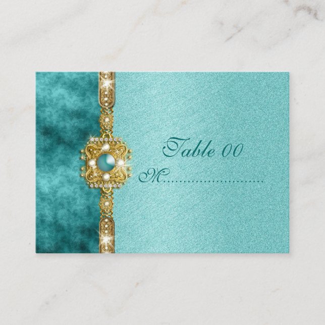 "sweet sixteen" teal gold 16 birthday place card (Front)