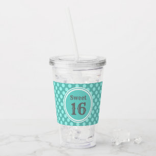 Sweet Sixteen Teal Modern Acrylic Tumbler