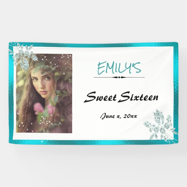 Sweet Sixteen, Turquoise Banner (Horizontal)