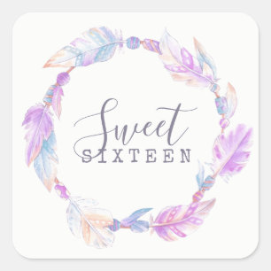 Sweet Sixteen watercolor art stickers