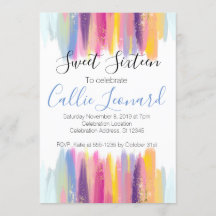Sweet Sixteen Watercolor Glitter Birthday