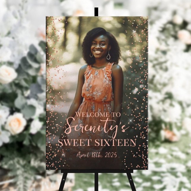 Sweet sixteen welcome sign with photo on canvas (Creator Uploaded)