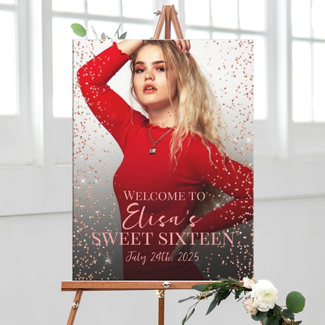 Sweet sixteen welcome sign with photo on canvas (Creator Uploaded)