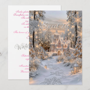 Sweet Sixteen Winter Wonderland Princess Castle Invitation