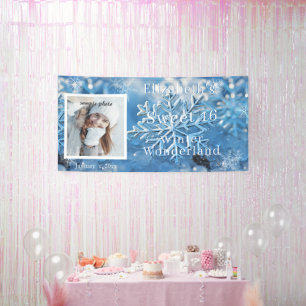 Sweet Sixteen Winter Wonderland Snowflake Banner