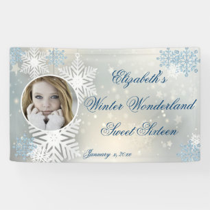 Sweet Sixteen, Winter Wonderland, Snowflakes, Banner