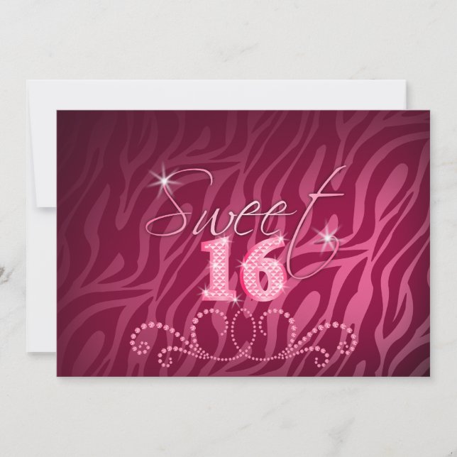Sweet Sixteen With Bling Birthday Party Invitation (Front)